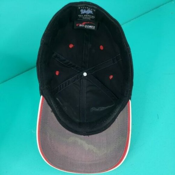 Vintage L XL Fitted Logo Athletic Bud Racing Black with Red White Stripe Hat/Cap - Picture 7 of 10